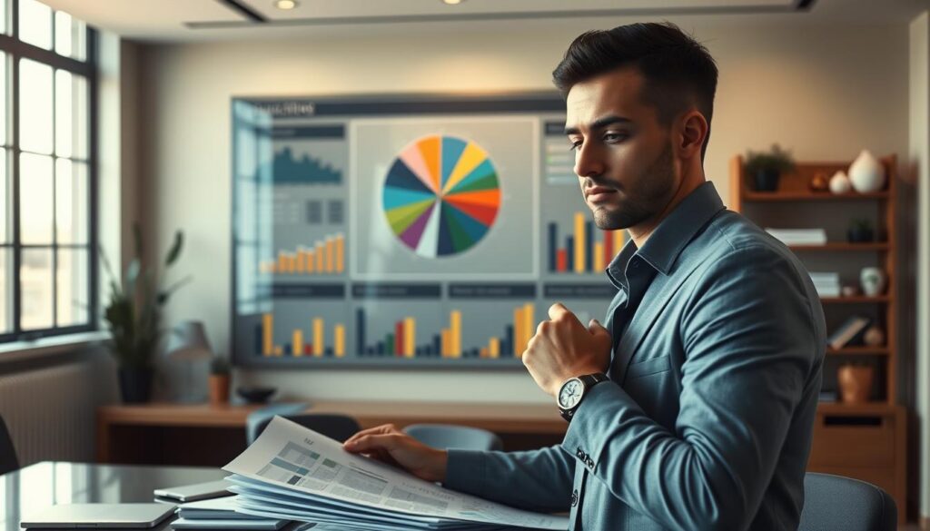 An intricate financial dashboard showcasing a judicious allocation of resources, with a central pie chart depicting the balanced distribution of funds across various categories. Surrounding the dashboard, a serene office environment with muted tones and a sense of thoughtful organization, complemented by subtle lighting from floor-to-ceiling windows, casting a warm glow on the carefully curated workspace. In the foreground, a contemplative businessperson deliberating over financial reports, their posture exuding a calm confidence in their financial management approach. The overall atmosphere conveys a harmonious and methodical approach to financial stewardship, embodying the concept of "Wise Financial Resource Management". An intricate financial dashboard showcasing a judicious allocation of resources, with a central pie chart depicting the balanced distribution of funds across various categories. Surrounding the dashboard, a serene office environment with muted tones and a sense of thoughtful organization, complemented by subtle lighting from floor-to-ceiling windows, casting a warm glow on the carefully curated workspace. In the foreground, a contemplative businessperson deliberating over financial reports, their posture exuding a calm confidence in their financial management approach. The overall atmosphere conveys a harmonious and methodical approach to financial stewardship, embodying the concept of "Wise Financial Resource Management".